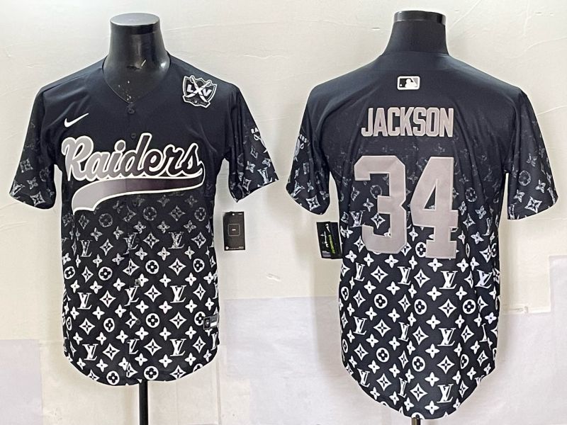 Men 2025 Oakland Raiders 34 Jackson black Nike Limited NFL Jersey style 036